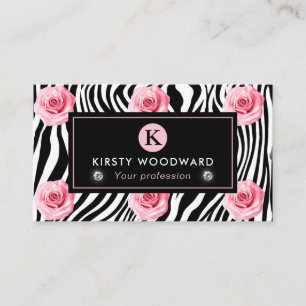 Carte De Visite Élégant Shabby Chic Rose rose et noir Motif