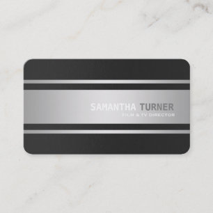 Carte De Visite Elégant Silver Black Texté Professionnel Personnal