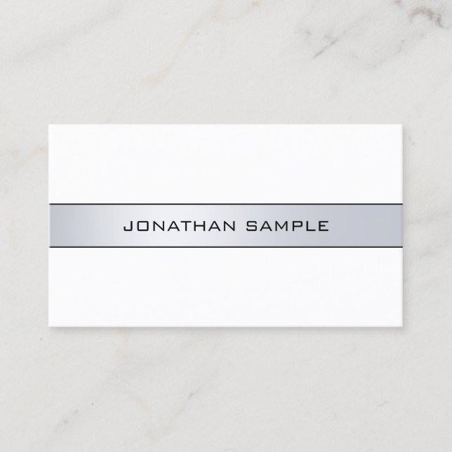 Carte De Visite Elégant Silver Look Simple Design tendance Plain (Devant)