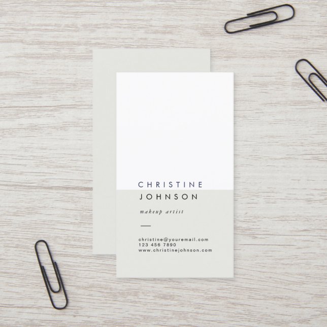 Carte De Visite élégant simple blanc gris clair (Devant/Arrière en situation)