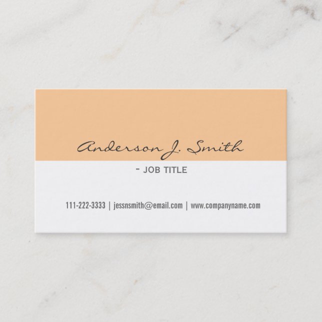 Carte De Visite élégant, simple, blanc & jaune simple professionne (Devant)