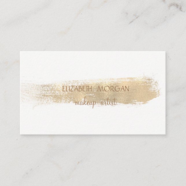 Carte De Visite Élégant simple Faux Gold Foil Broke, Blanc (Devant)