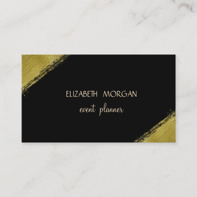 Carte De Visite Elégant Simple Faux Gold, Noir (Devant)