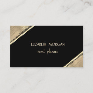 Carte De Visite Elégant Simple Faux Gold, Noir, Perles