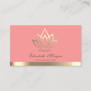 Carte De Visite Élégant simple Gold Lotus Yoga Instructeur