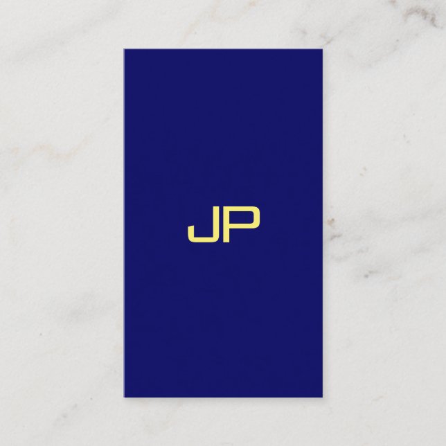 Carte De Visite Elégant simple Modèle Faux Gold Police Navy Blue (Devant)
