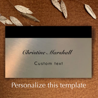 Carte De Visite Elegant Simple Modern Faux Brushed Metal QR Code