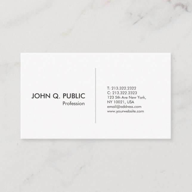 Carte De Visite Élégant simple professionnel blanc moderne (Devant)