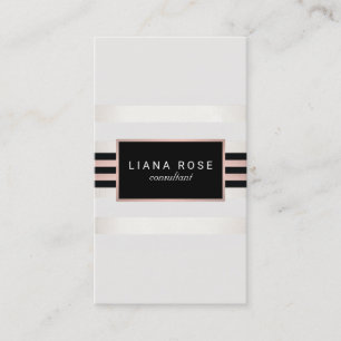 Carte De Visite Élégant simple Rose Gold Stripes Plaque noire