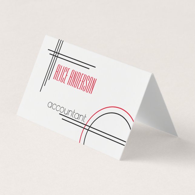 Carte De Visite Elégant simple rouge noir blanc géométrique modern (Devant)