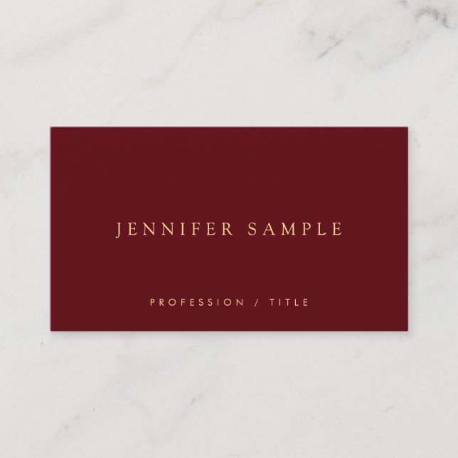 Carte De Visite Elegant Simple Template Luxury Deep Burgundy Red (Devant)