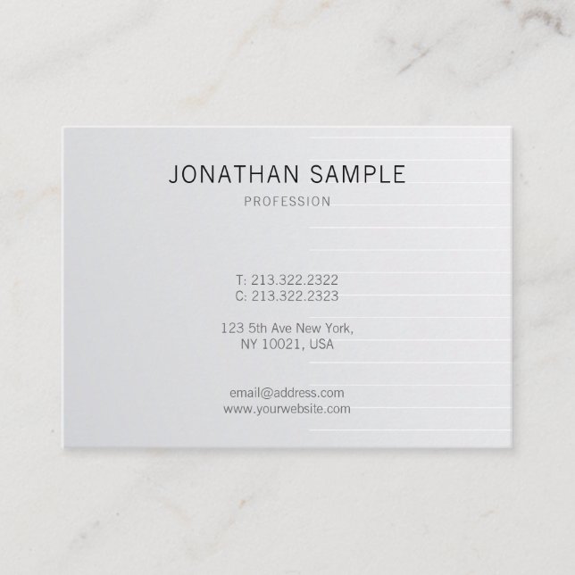 Carte De Visite Élégant sobre clair brillant argent tendance luxe  (Devant)