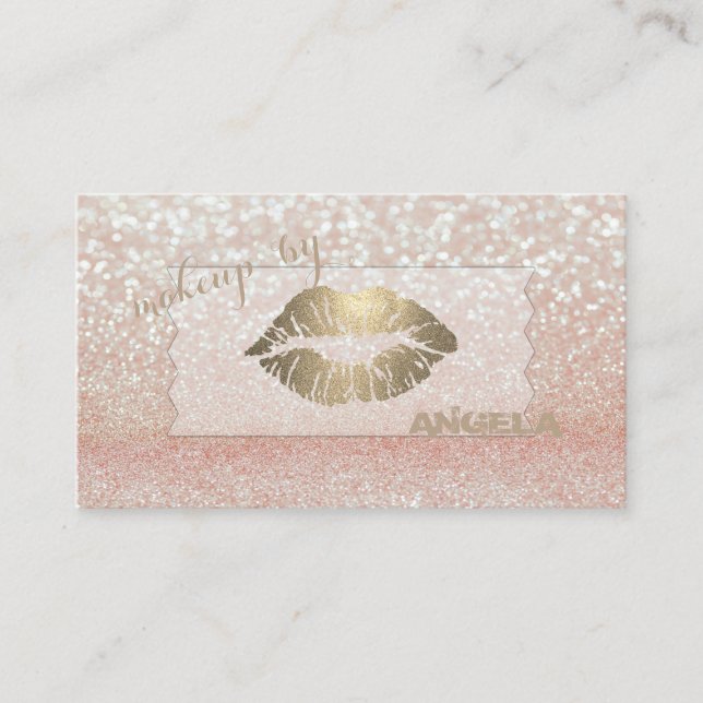 Carte De Visite Élégant Sophisticé Moderne Glittery Bokeh, Lèvres (Devant)