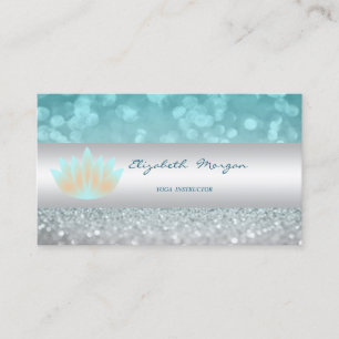 Carte De Visite Elégant Sophisticé Moderne Glittery Bokeh, Lotus