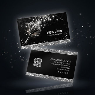 Carte De Visite Elegant Sparkling Cleaning Service Business Card 