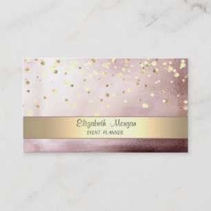 Carte De Visite Elégant Stripe Confetti Rose Gold