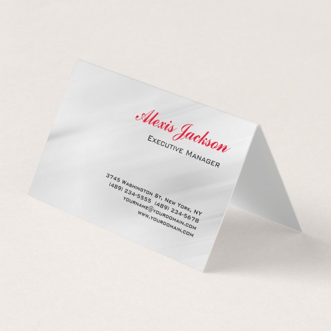 Carte De Visite Élégant style contemporain moderne gris rouge (Devant)