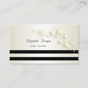 Carte De Visite Élégant Style Moderne, Rayé, Fleurs