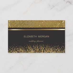 Carte De Visite Élégant Style Noir, Paillettes Dorées, Confettis F