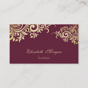 Carte De Visite Élégant Style Professionnel Fleur Dorée
