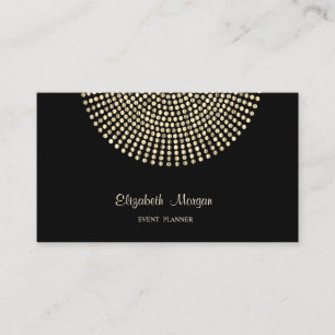 Carte De Visite Élégant Style Professionnel, Noir, Points Dorés