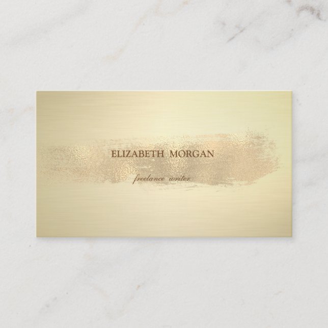 Carte De Visite Élégant Style Simple, Faux Gold Brush Stroke (Devant)