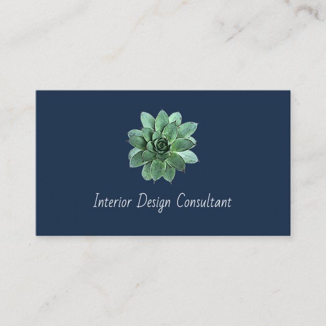 Carte De Visite Elegant Succulent Modern Botanical QR code (Devant)