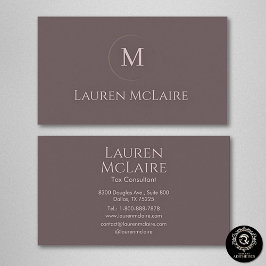 Carte De Visite Elegant Taupe Circle Monogram