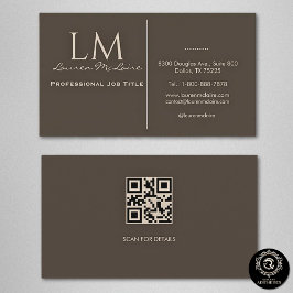 Carte De Visite Elegant Taupe QR Code