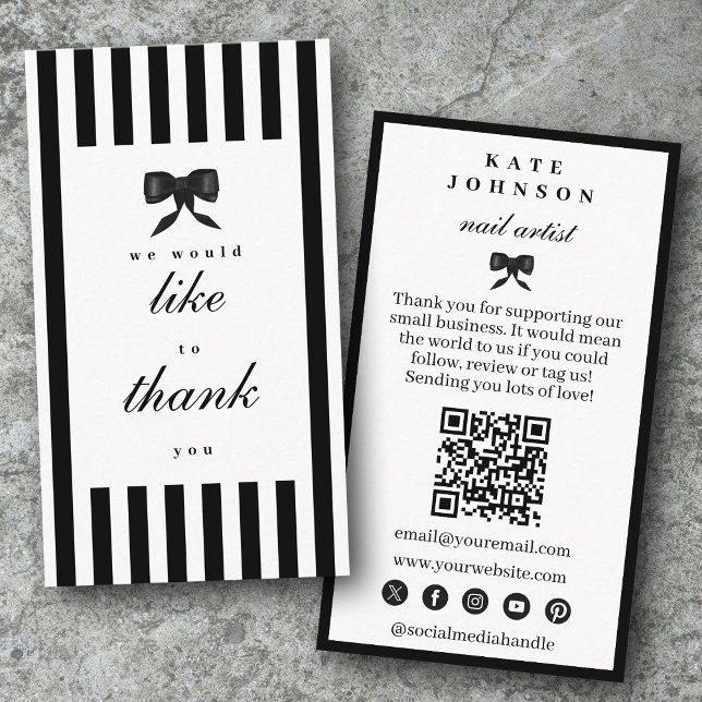 Carte De Visite Elegant Thank You Support Small Business  (Elegant Thank You Support Small Business Business Card)