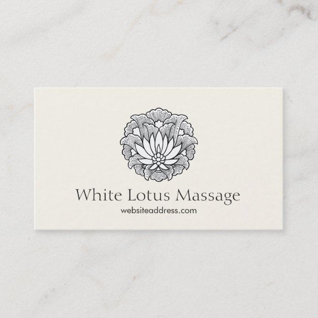 Carte De Visite Élégant Thérapeute de massage Lotus Santé naturell (Devant)