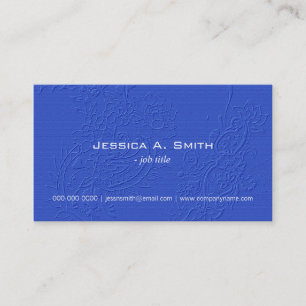 Carte De Visite Élégant tissu floral brodé bleu
