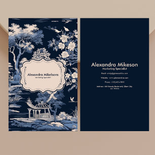 Carte De Visite Elégant Toile Bleue De Jouy