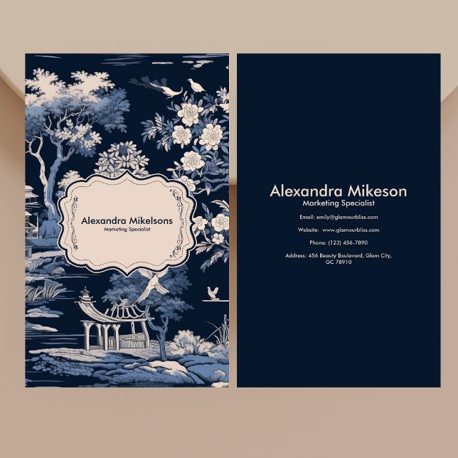 Carte De Visite Elégant Toile Bleue De Jouy (Créateur téléchargé)