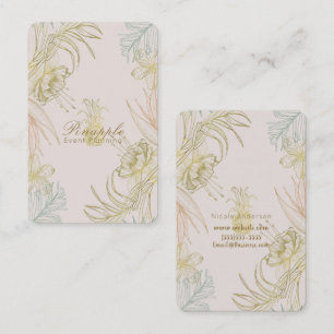 Carte De Visite Élégant Tropical Botanique Floral Or Blush Chic