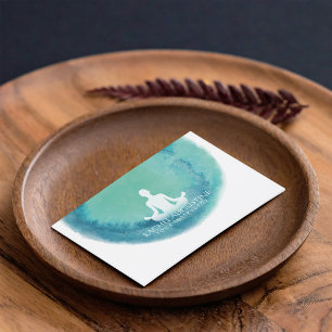 Carte De Visite Elégant Turquoise Aquarelle Yoga Méditation Instru