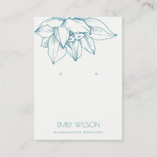 CARTE DE VISITE ÉLÉGANT TURQUOISE BLEU LOTUS SIMPLE EARRING AFFICH