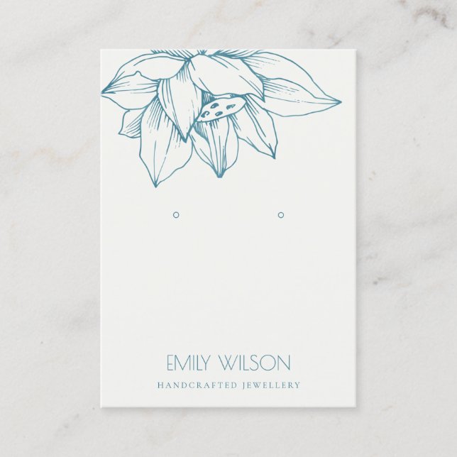 CARTE DE VISITE ÉLÉGANT TURQUOISE BLEU LOTUS SIMPLE EARRING AFFICH (Devant)