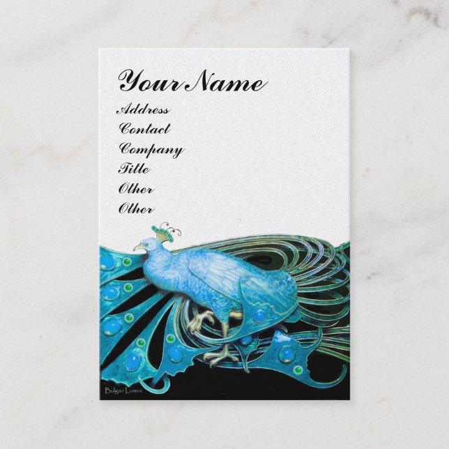 Carte De Visite ELÉGANT TURQUOISE BLUE PEACOCK JEWEL, Pearle blanc (Devant)