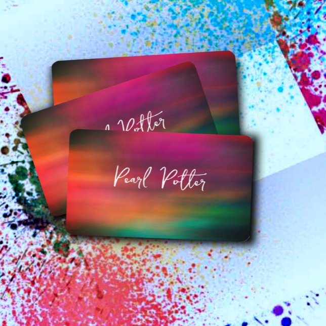 Carte De Visite élégant turquoise orange magenta artistique audaci (Créateur téléchargé)