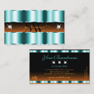 Carte De Visite Élégant Turquoise Orange Noir Épargne Bijoux Initi