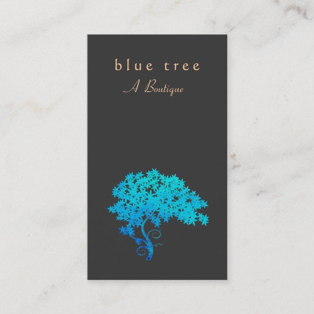 Carte De Visite Élégant Turquoise Zen Tree logo noir (Devant)
