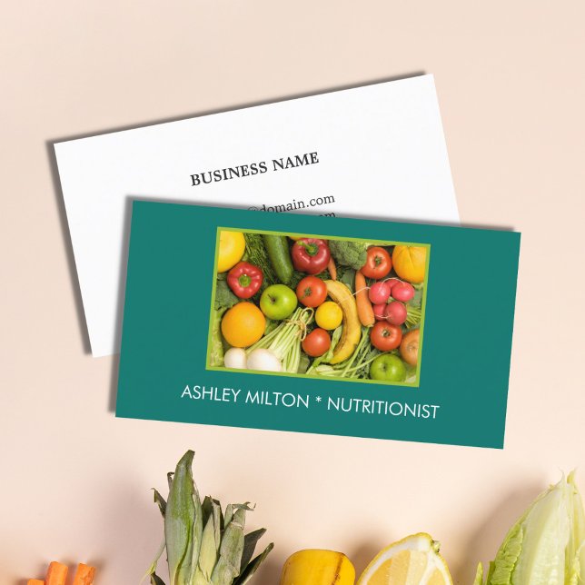 Carte De Visite Élégant vert nutritionniste légumes photo (Créateur téléchargé)