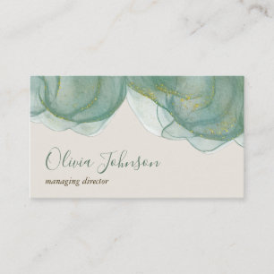 Carte De Visite Elégant Vert Parties scintillant or Aquarelle