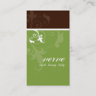 CARTE DE VISITE élégant verve feuillage vert brun