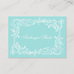 Carte De Visite Elégant Vintage Damask Robin's Oeuf Bleu et Blanc
