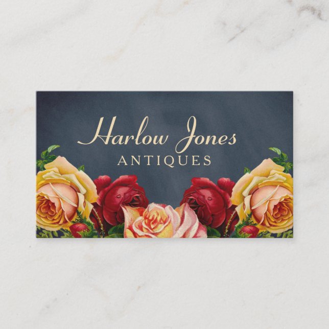 Carte De Visite Elegant Vintage Roses (Devant)