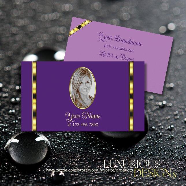 Carte De Visite Élégant violet et Lilac avec professionnel photo (Créateur téléchargé)