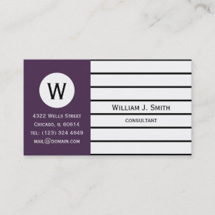 Carte De Visite Élégant Violet, Monogramme Violet Acai Professionn