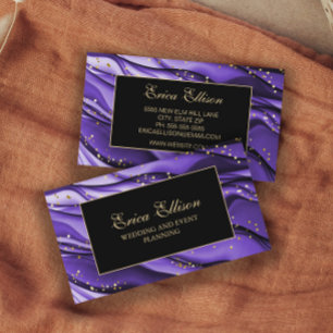 Carte De Visite Élégant violet noir Parties scintillant Wedding pl